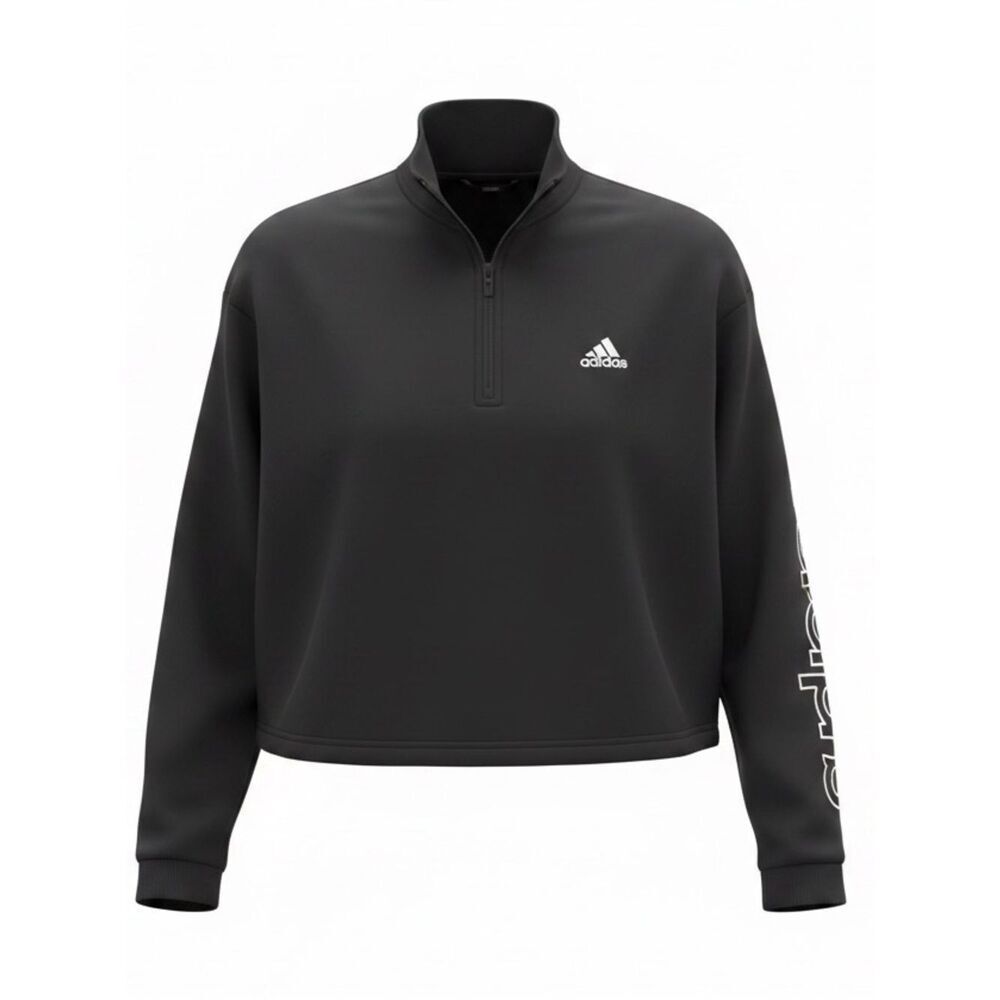 Adidas Women’s Fleece Cropped Logo Sweatshirt. Size: Medium/Large Color: Blk/Wh